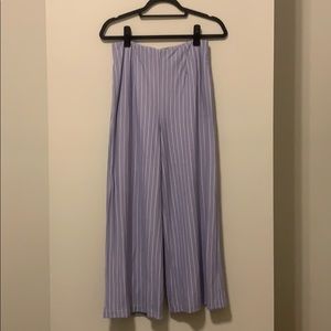 SAGE The Label Cropped Wide Leg Pants - Blue/White